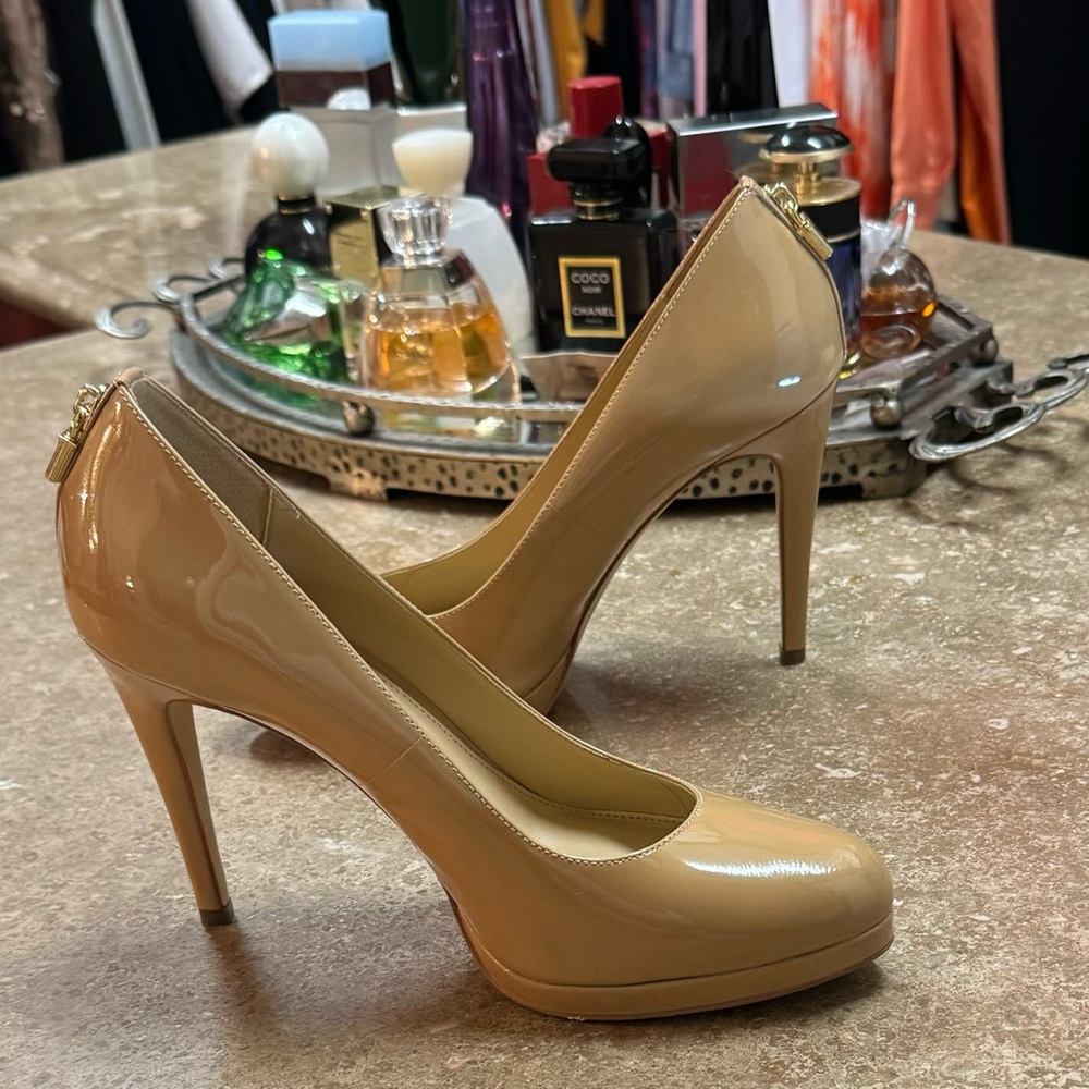 Michael Kors patent beige heels.